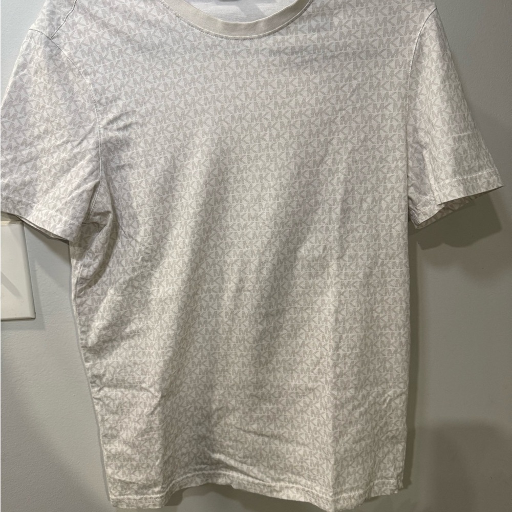 Michael Kors Men's Cream Patterned Tee - Picture 11 of 12